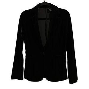 TAHARI Black Velvet Single Button Blazer Jacket Size Small